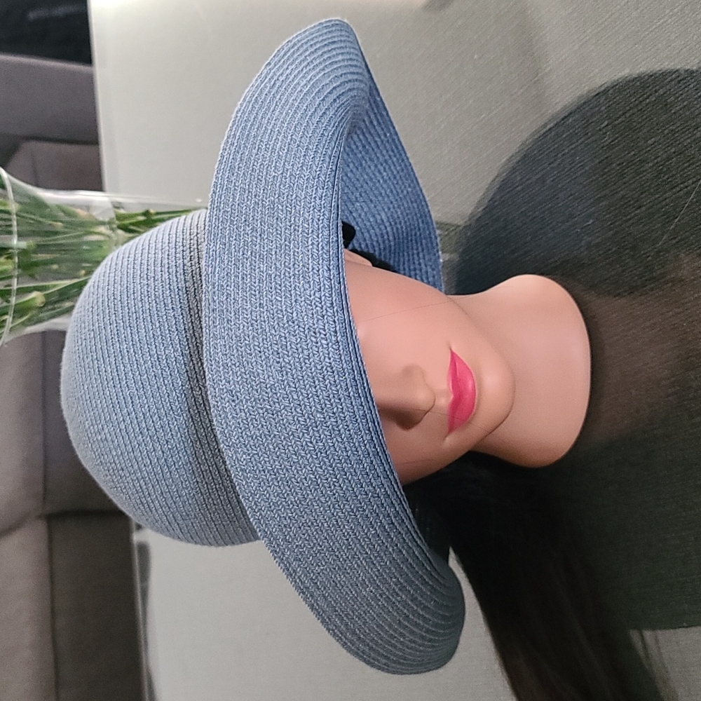 VINTAGE BETMAR NY Blue Oversized Floppy Hat Packable Beach Travel Sun Luxe - Picture 10 of 16